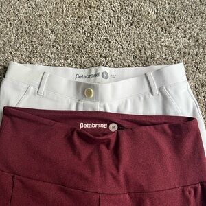 Betabrand Burgundy and White Pants Duo